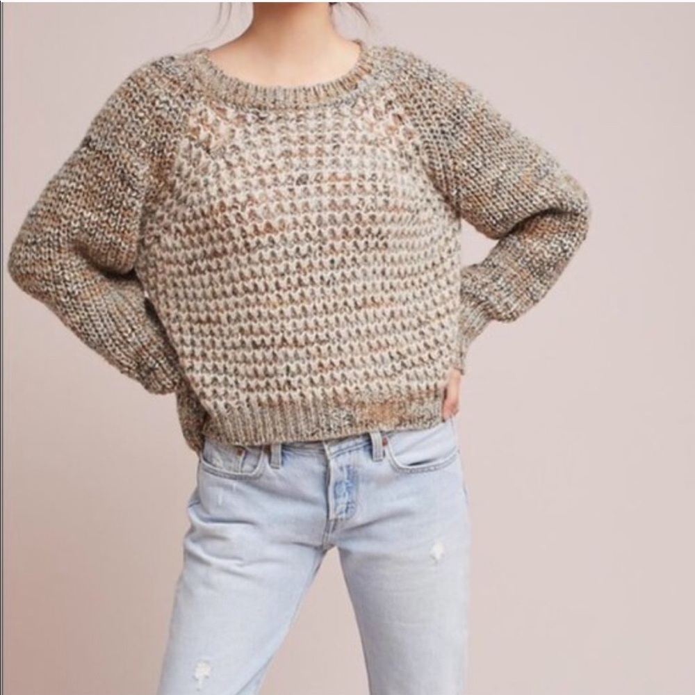 Moth S beige marled crew neck sweater